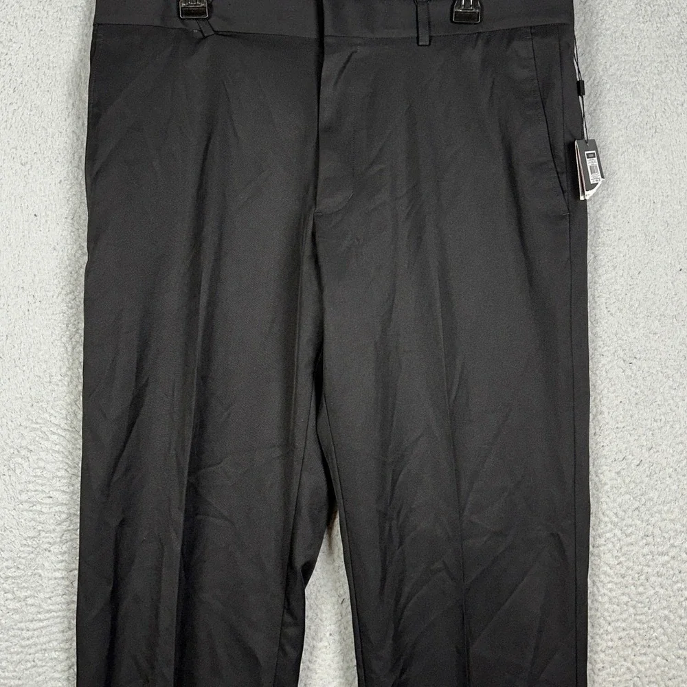 NEW Walter Hagen Pants Mens 36X30 Black Golf Dress Flat Front Straight Pockets